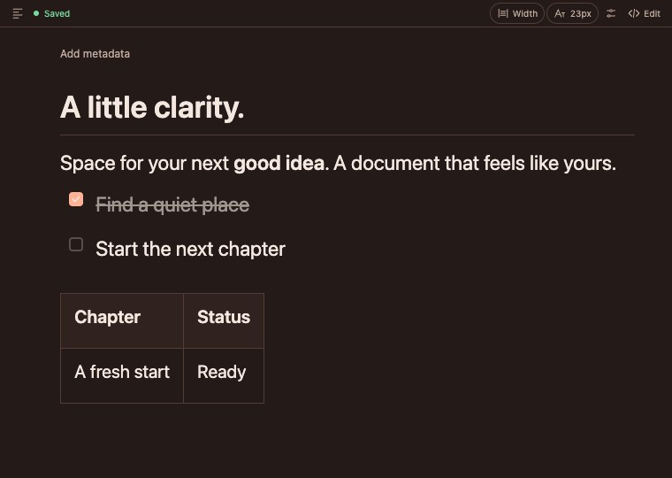 The same sample Markdown document in the Cocoa theme.
