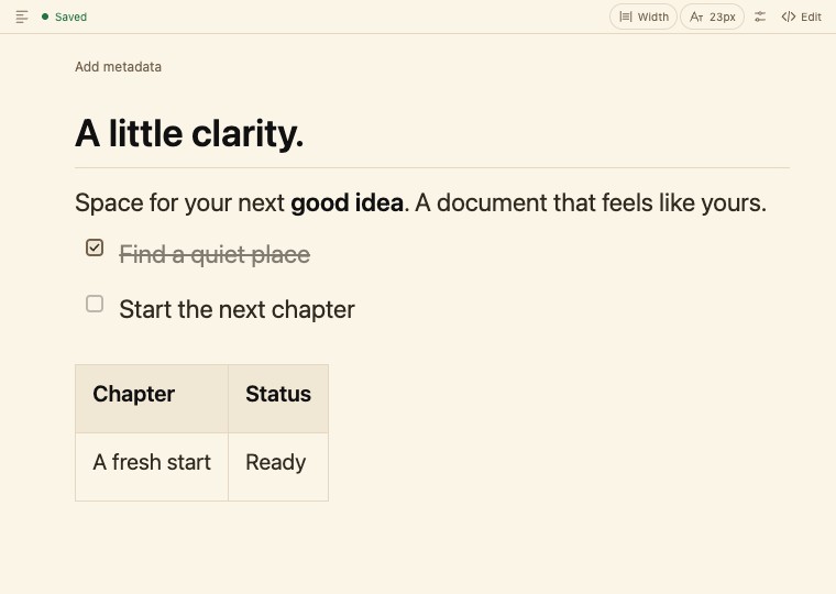 The same sample Markdown document in the Dune theme.