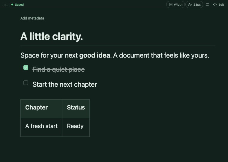 The same sample Markdown document in the Forest theme.